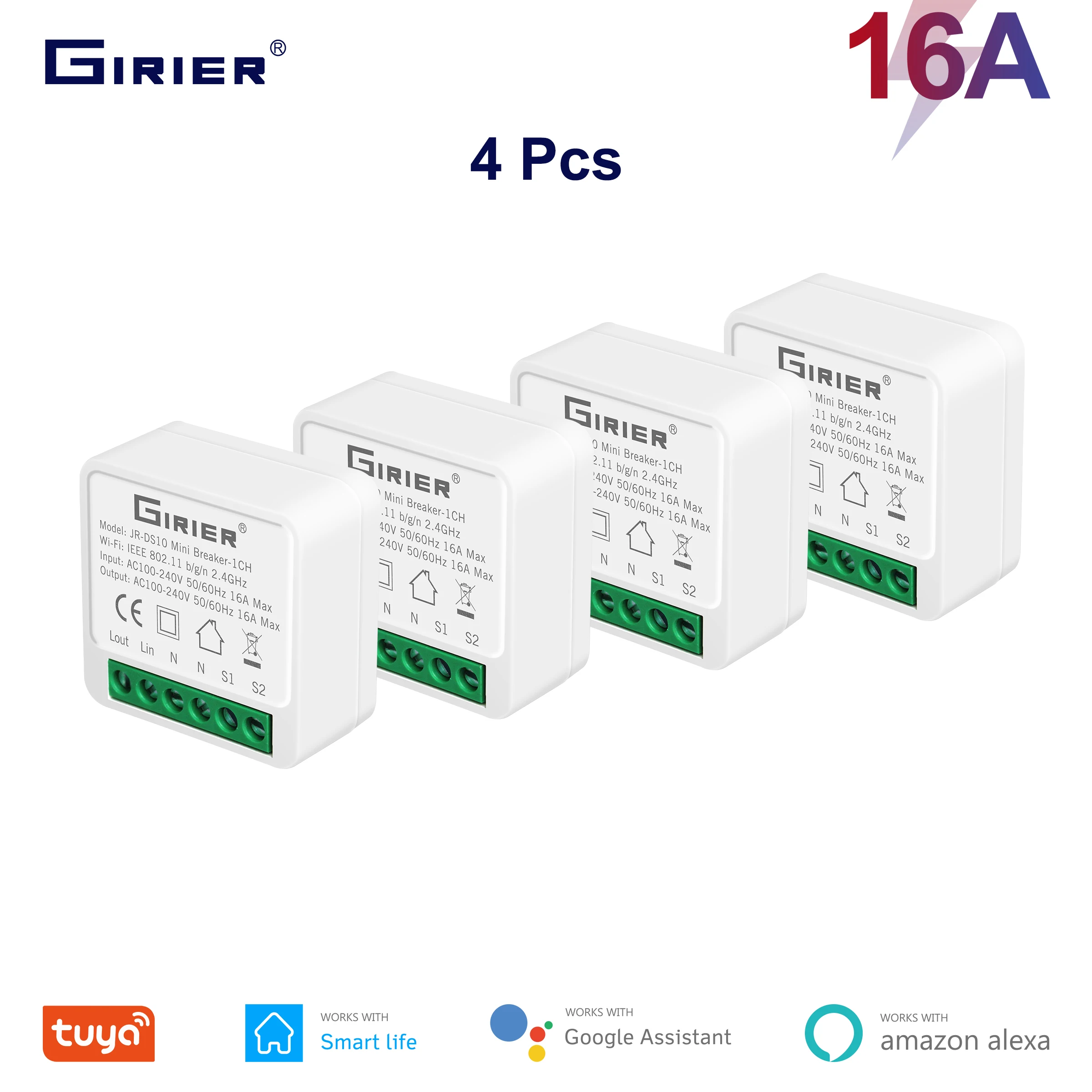 4 Pcs 16A Smart Wifi Light Switch 2 Way Control, Smart Home Automation Universal DIY Mini Module, Works with Alexa Google Home
4 Pcs 16A Smart Wifi Light Switch 2 Way Control, Smart Home Automation Universal DIY Mini Module, Works with Alexa Google Home