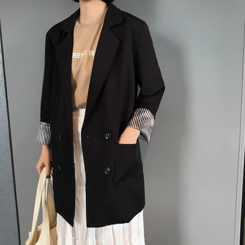 Spring And Autumn 2019 New Style Korean-style Casual Loose-Fit Mid-length Small Suit WOMEN'S Dress Black And White with Pattern
Spring And Autumn 2019 New Style Korean-style Casual Loose-Fit Mid-length Small Suit WOMEN'S Dress Black And White with Pattern