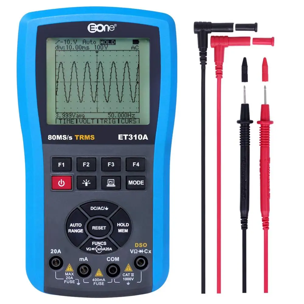 ET310B 3 in 1Digital Oscilloscope Multimeter 2.0 Update Handheld Tester Meter Test AC/DC Current Resistance Continuity Frequency
ET310B 3 in 1Digital Oscilloscope Multimeter 2.0 Update Handheld Tester Meter Test AC/DC Current Resistance Continuity Frequency