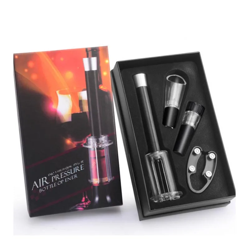 Pneumatic Wine Bottle Opener 4 pcs Gift Sets Plastic Opener+Pourer+Cork Stopper+Paper Feeder Cuts Sets Home Using
Pneumatic Wine Bottle Opener 4 pcs Gift Sets Plastic Opener+Pourer+Cork Stopper+Paper Feeder Cuts Sets Home Using