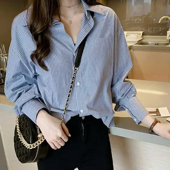 Vintage Long Sleeve Shirt Women Striped Ladies Tops Fashion Womens Tops and Blouses Rk
Vintage Long Sleeve Shirt Women Striped Ladies Tops Fashion Womens Tops and Blouses Rk