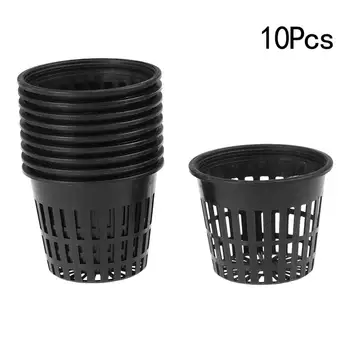 10PCS Plastic Succulent Pot Mini Mesh Multi-small Planting Basin Hydroponic Mesh Cup Round Flower Pot Garden Accessories