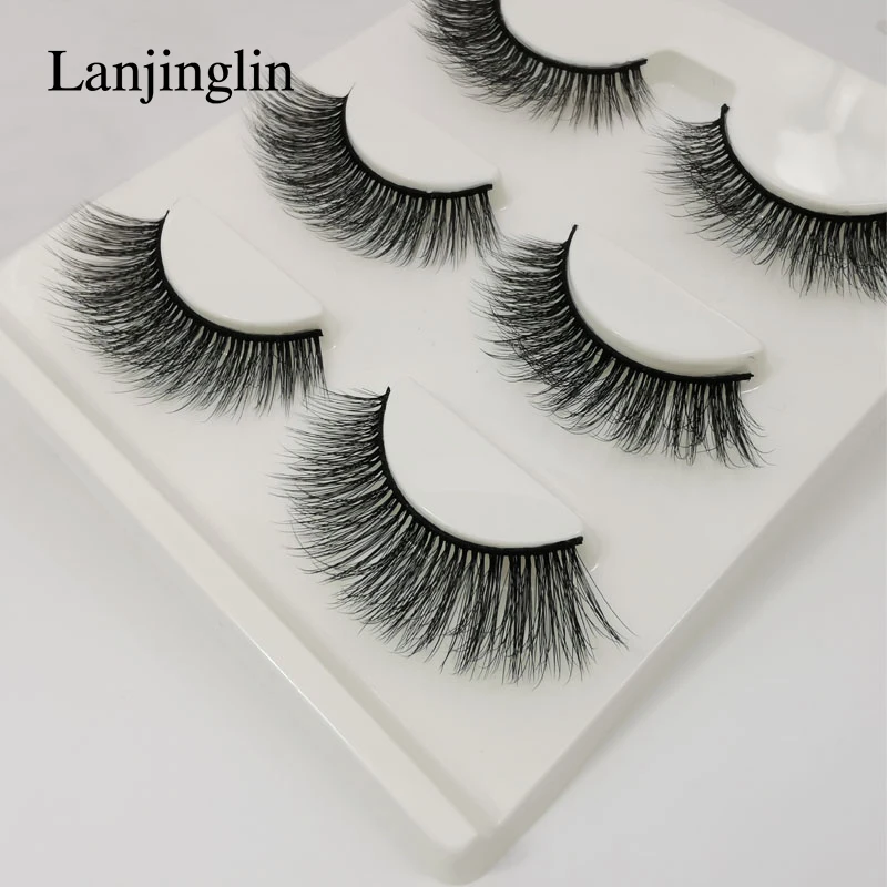 LANJINGLIN False Eyelashes 3 pairs 3D Mink Lashes Soft Natural Wispy Handmade Faux Mink Lashes Extension Makeup Kit Tool 10 Hce1a8bfa9bf04391bb5a986255cd22edw
