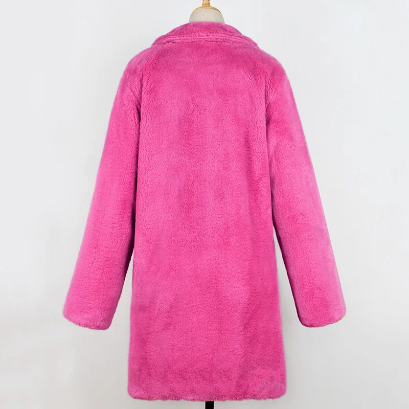 Plus Size Thick Fur Long Coat Women 2020 Winter Warm Loose Plush Soft Fluffy Outerwear Pure Color Long Sleeve Faux Fur Overcoats