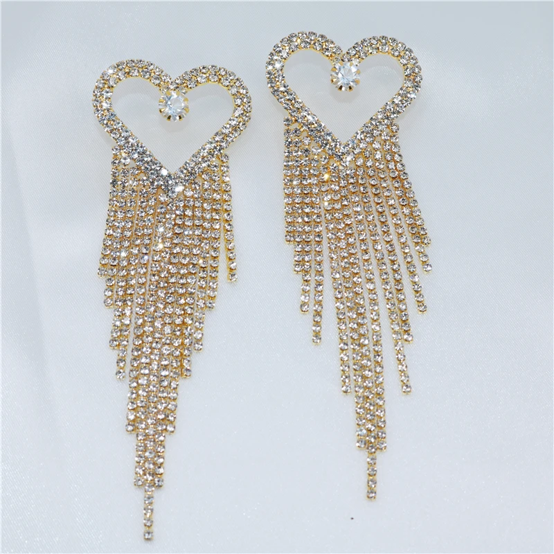 Fashion Big Heart Crystal Tassel Earrings for Women Bijoux Geometric Rhinestones Earrings Wedding Bride Statement Jewelry Gifts
Fashion Big Heart Crystal Tassel Earrings for Women Bijoux Geometric Rhinestones Earrings Wedding Bride Statement Jewelry Gifts