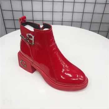 YeddaMavis Red Martin Boots Winter Boots Korean New Black Thick Bottom Patent Leather Women's Boots Plus Velvet Short Snow Boots
YeddaMavis Red Martin Boots Winter Boots Korean New Black Thick Bottom Patent Leather Women's Boots Plus Velvet Short Snow Boots