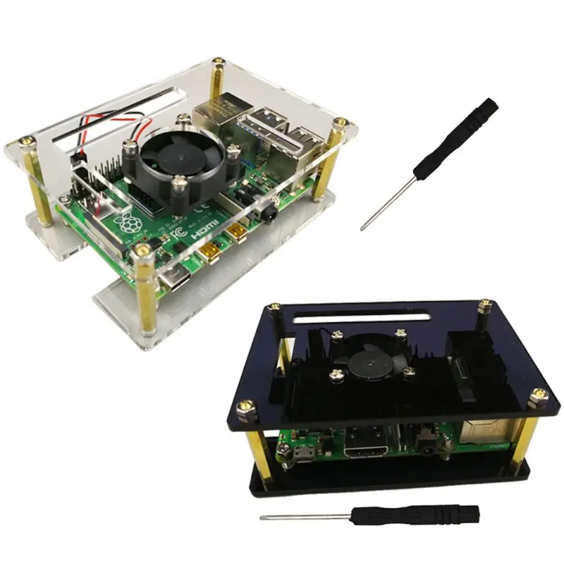 1 Set GT3A Acrylic Case Protective Shell with Cooling Fan Screwdriver for Raspberry Pi 4 Model B/3B+/3B/2B Accessories
1 Set GT3A Acrylic Case Protective Shell with Cooling Fan Screwdriver for Raspberry Pi 4 Model B/3B+/3B/2B Accessories