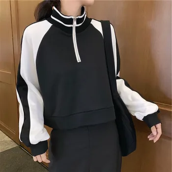 Zipper Collar Mujer Spring Harajuku Patchwork Sweatshirt Women Long Sleeve Hoodie Women Hoodies Sweatshirts Casual Tracksuit
Zipper Collar Mujer Spring Harajuku Patchwork Sweatshirt Women Long Sleeve Hoodie Women Hoodies Sweatshirts Casual Tracksuit
