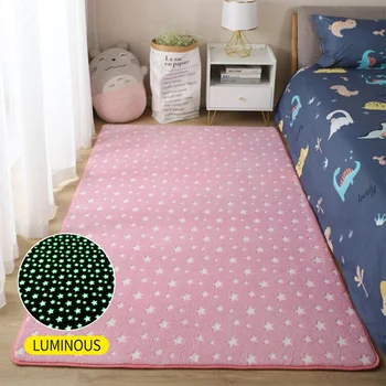 침실용 야광 카펫, 귀여운 핑크 여아, 어린이 방 러그, 어린이 러그, 침대 옆 모피 바닥 보온 매트