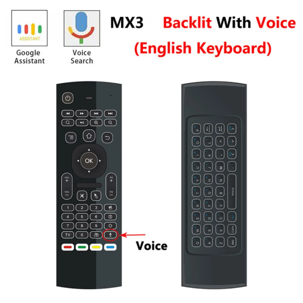 Hot MX3 MX3-L Backlit Air Mouse T3 Smart Remote Control 2.4G RF Wireless Keyboard For X96 mini KM9 A95X H96 MAX Android TV Box
Hot MX3 MX3-L Backlit Air Mouse T3 Smart Remote Control 2.4G RF Wireless Keyboard For X96 mini KM9 A95X H96 MAX Android TV Box