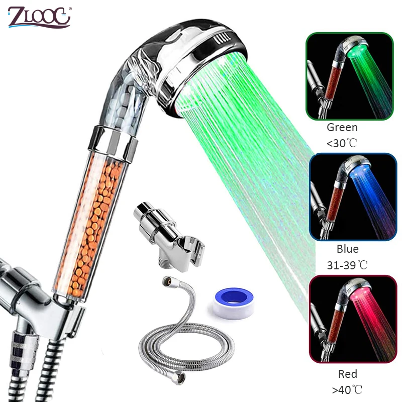 Zloog New Large Size 3 Color Changing LED Anion Spa Shower Head Temperature Control High Pressure Bathroom Shower head with Hose
Zloog New Large Size 3 Color Changing LED Anion Spa Shower Head Temperature Control High Pressure Bathroom Shower head with Hose