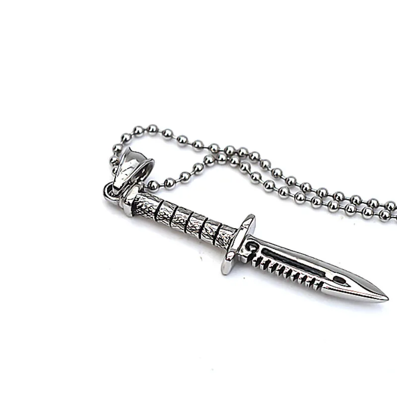 Фото EDC Titanium steel Knife Necklace sword pendant fashion creative ornament men's necklace Outdool Self defense Tool For Women | Self Defense Supplies (4000120918196)