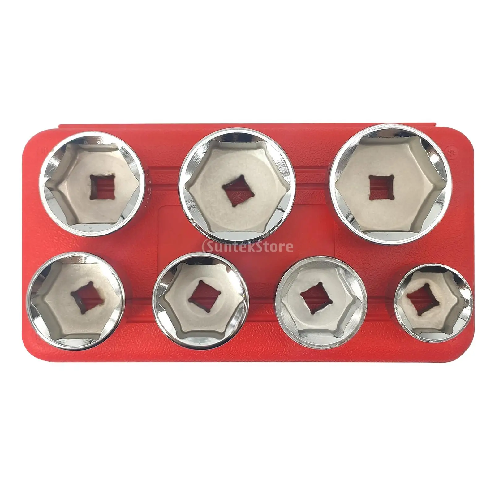 7 Pcs Oil Filter Cap Wrench Socket Set Tool Kit 24mm,27mm,29mm,30mm,32mm,36mm,38mm for Cars Truck
