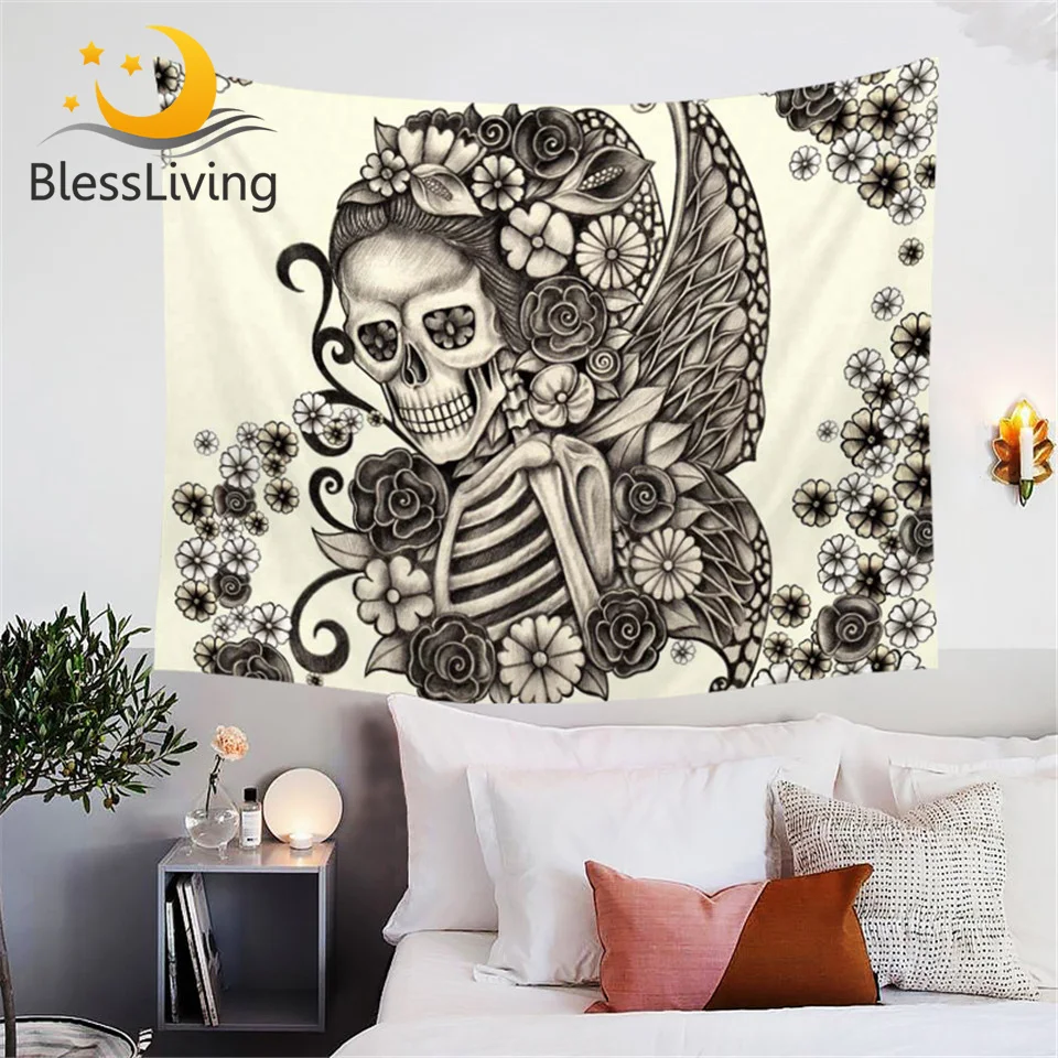 BlessLiving Butterfly Skull Tapestry Skull and Rose Wall Hanging Boho Decorative Tapestries Ethnic Wall Art Gothic Floral Sheets
BlessLiving Butterfly Skull Tapestry Skull and Rose Wall Hanging Boho Decorative Tapestries Ethnic Wall Art Gothic Floral Sheets