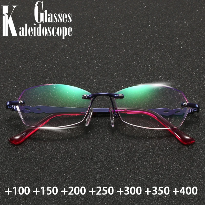 New Business Ladies Reading Glasses Fashion Anti Blue Light Rimless Glasses Progressive Color Presbyopia Diamond-trimmed Frame
New Business Ladies Reading Glasses Fashion Anti Blue Light Rimless Glasses Progressive Color Presbyopia Diamond-trimmed Frame