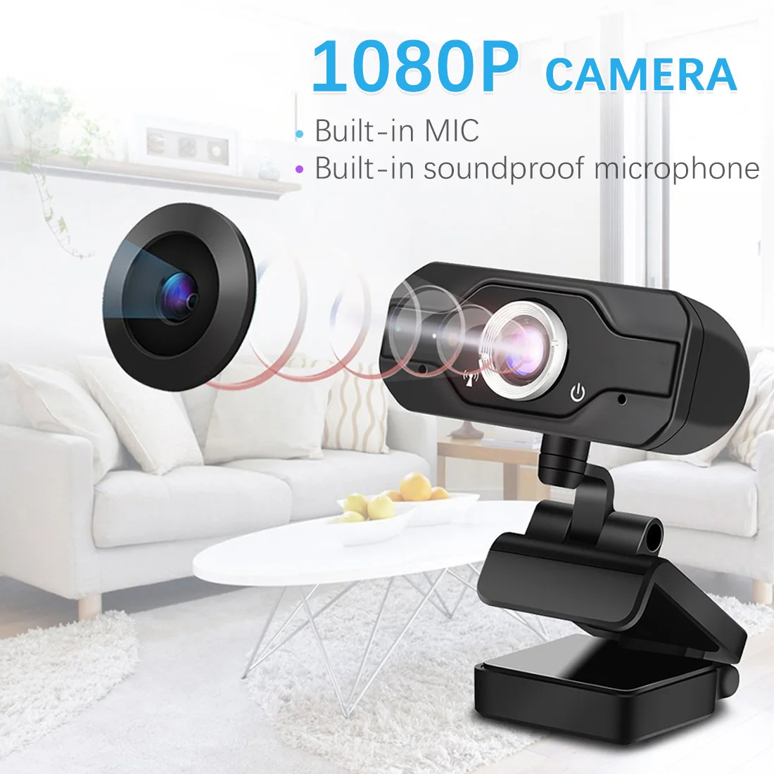 1080P HD Computer Camera USB Web Camera Webcams Built-In Sound-absorbing Microphone Dynamic Resolution for Skype MSN Meeting
1080P HD Computer Camera USB Web Camera Webcams Built-In Sound-absorbing Microphone Dynamic Resolution for Skype MSN Meeting