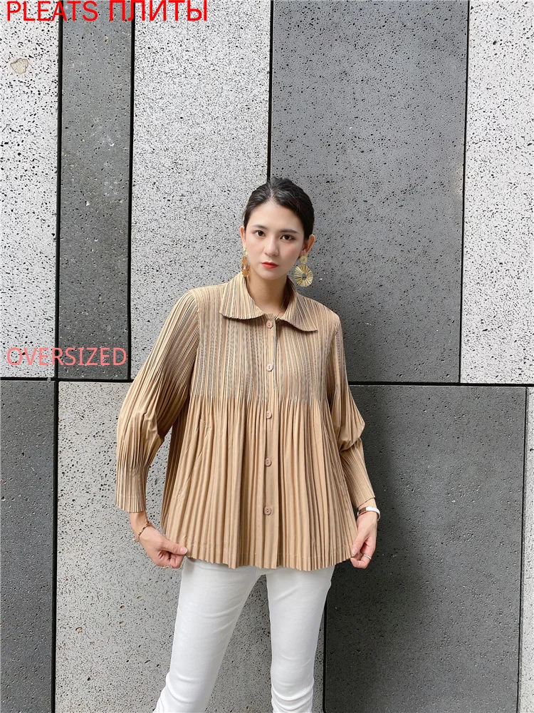 Autumn Women's Cardigan Long Sleeve Loose Solid Color Temperament Commuting Pleated Lapel Korean Short Windbreaker MIYAKE Pleats
Autumn Women's Cardigan Long Sleeve Loose Solid Color Temperament Commuting Pleated Lapel Korean Short Windbreaker MIYAKE Pleats