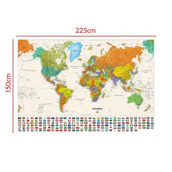 150x225cm The World Physical Map With National Flags Non-woven Waterproof Map For Beginner
150x225cm The World Physical Map With National Flags Non-woven Waterproof Map For Beginner