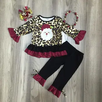 baby Girl clothes girls christmas outfits girls leopard santa claus shirt with black pant girls outfits with accessories 
baby Girl clothes girls christmas outfits girls leopard santa claus shirt with black pant girls outfits with accessories