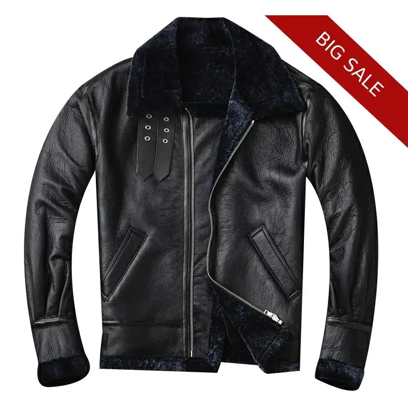 2020 Black Men American Style B3 Bomber Shearling Jacket Plus Size XXXL Genuine Sheepskin Winter Warm Pilot Shearling Coat
2020 Black Men American Style B3 Bomber Shearling Jacket Plus Size XXXL Genuine Sheepskin Winter Warm Pilot Shearling Coat