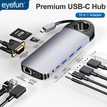 eyefun type c hub Thunderbolt 3 USB Type-C to RJ45 VGA HDMI type c hub multifunction 10-in-1 Adapter Compatible with DP ALT MODE
eyefun type c hub Thunderbolt 3 USB Type-C to RJ45 VGA HDMI type c hub multifunction 10-in-1 Adapter Compatible with DP ALT MODE