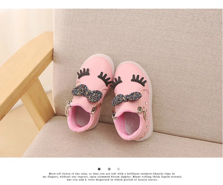 Size 21-30 Children's Glowing Sneakers Children Princess Girls LED Shoes Cute Baby Sneakers and Light Shoes Glowing