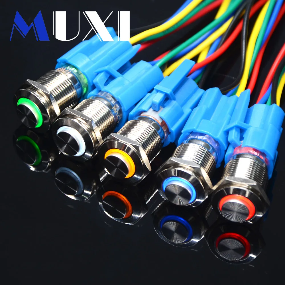 16mm High-Head Self-locking Waterproof Metal Push Button Switch LED light 3V 5V 6V 12V 24V 110V 220V RED BLUE GREEN ORANGE
16mm High-Head Self-locking Waterproof Metal Push Button Switch LED light 3V 5V 6V 12V 24V 110V 220V RED BLUE GREEN ORANGE