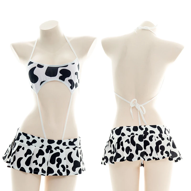 Disfraz Sexy de vaca para mujer y niña traje Kawaii Bikini Lolita