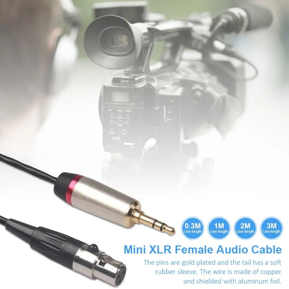 Mini XLR Female Audio Cable TC128K02 Gold Plated Converter Wire 3pin Female 3.5MM Stereo Male Plug For SLR Cameras Microphones
Mini XLR Female Audio Cable TC128K02 Gold Plated Converter Wire 3pin Female 3.5MM Stereo Male Plug For SLR Cameras Microphones