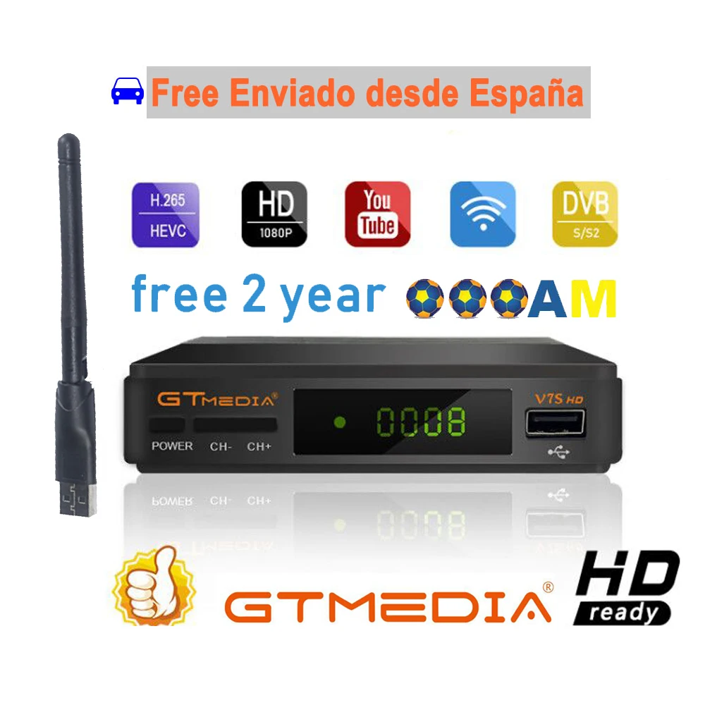 1 Year Europe Cline in Freesat/GT media V7S HD With Free WIFI USB FTA DVB S2 satellite tv receiver upgrade Freesat V7 HD 1080P
1 Year Europe Cline in Freesat/GT media V7S HD With Free WIFI USB FTA DVB S2 satellite tv receiver upgrade Freesat V7 HD 1080P
