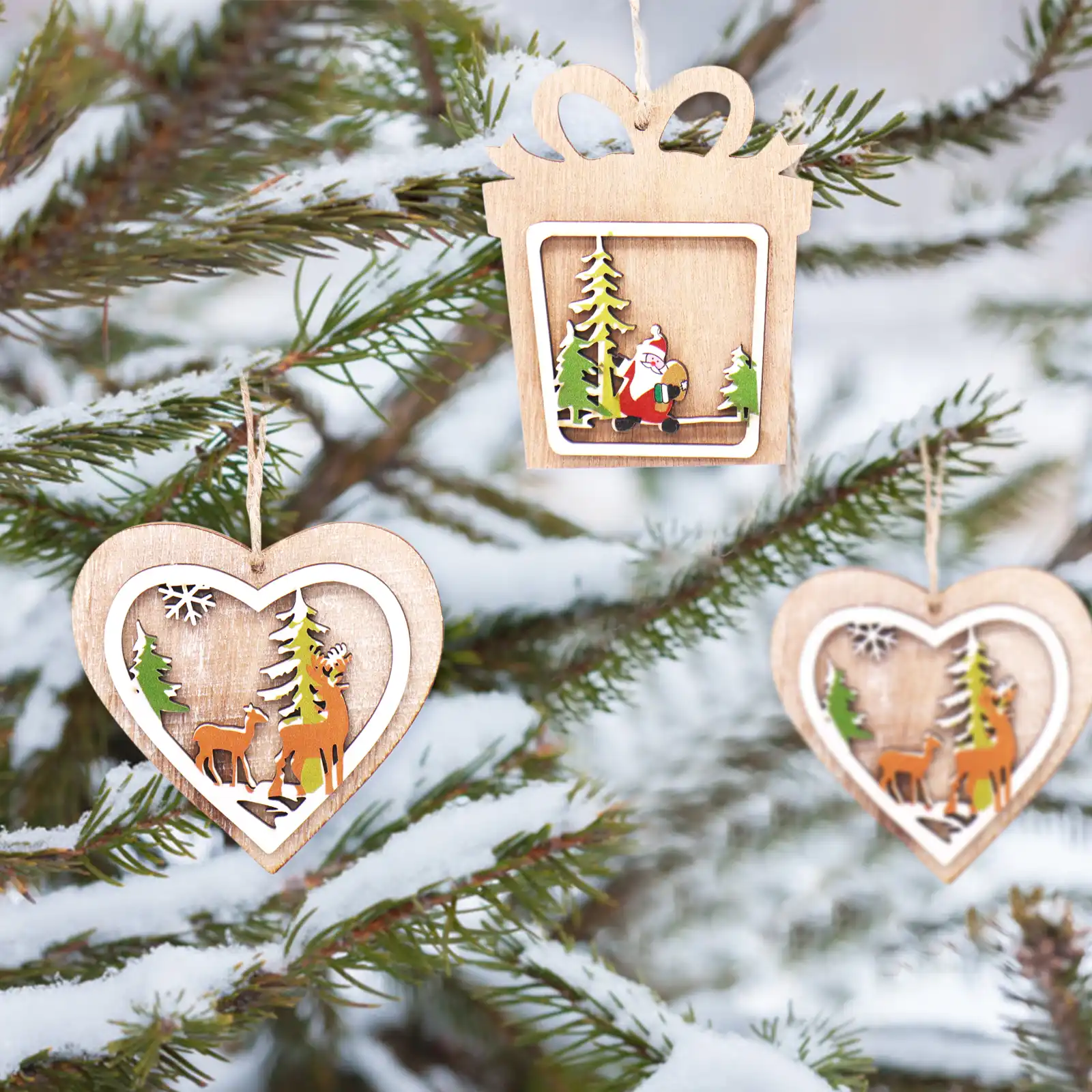 elk christmas wood hanging decorations for home kids gift