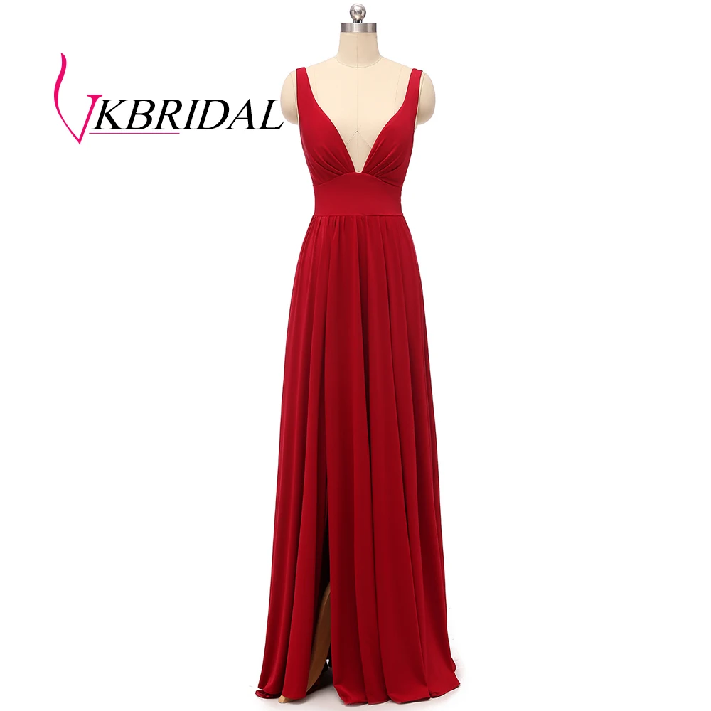VKBRIDAL Sexy Split Prom Dresses Long 2019 Floor Length Deep V-Neck Red Formal Dress 
VKBRIDAL Sexy Split Prom Dresses Long 2019 Floor Length Deep V-Neck Red Formal Dress