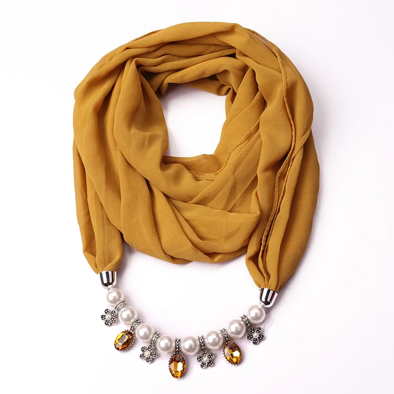 New pearl Chiffon Necklace pendant scarf alloy pendant accessories necklace can be used in all seasons
New pearl Chiffon Necklace pendant scarf alloy pendant accessories necklace can be used in all seasons