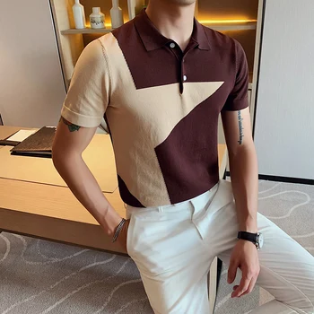 Slim Lapel British Ice Silk Polos Hombre 2020 Playboy Shirt Men's Short-sleeved Knitted Polo Shirt Contrast Color Camisas
Slim Lapel British Ice Silk Polos Hombre 2020 Playboy Shirt Men's Short-sleeved Knitted Polo Shirt Contrast Color Camisas