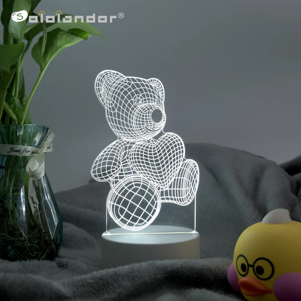 New Light Night 3 Colors 3D LED Nachtlampje Creatieve Tafel Bedlampje Romantische Hart Beer licht Kids Gril Home Decoratie Gift
New Light Night 3 Colors 3D LED Nachtlampje Creatieve Tafel Bedlampje Romantische Hart Beer licht Kids Gril Home Decoratie Gift