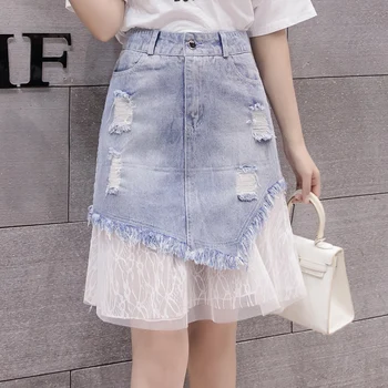 Aesthetic Denim Skirt Oversize Blue Lace Patchwork Embroidered Plus Size Casual Jean Hole Simple Korean American Clothing
Aesthetic Denim Skirt Oversize Blue Lace Patchwork Embroidered Plus Size Casual Jean Hole Simple Korean American Clothing