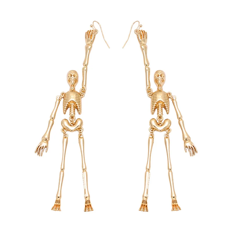 Hip Hop Gold Color Human Skeleton Drop Earrings for Women Punk Golden Skull Earring Dangle Ear Hooks Girl Halloween Jewelry Gift
Hip Hop Gold Color Human Skeleton Drop Earrings for Women Punk Golden Skull Earring Dangle Ear Hooks Girl Halloween Jewelry Gift