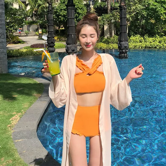 Online Celebrity-Small Bust Frilled Retro INS Hong Kong Flavor Orange Cross Split Type Bikini Bathing Suit Women's
Online Celebrity-Small Bust Frilled Retro INS Hong Kong Flavor Orange Cross Split Type Bikini Bathing Suit Women's