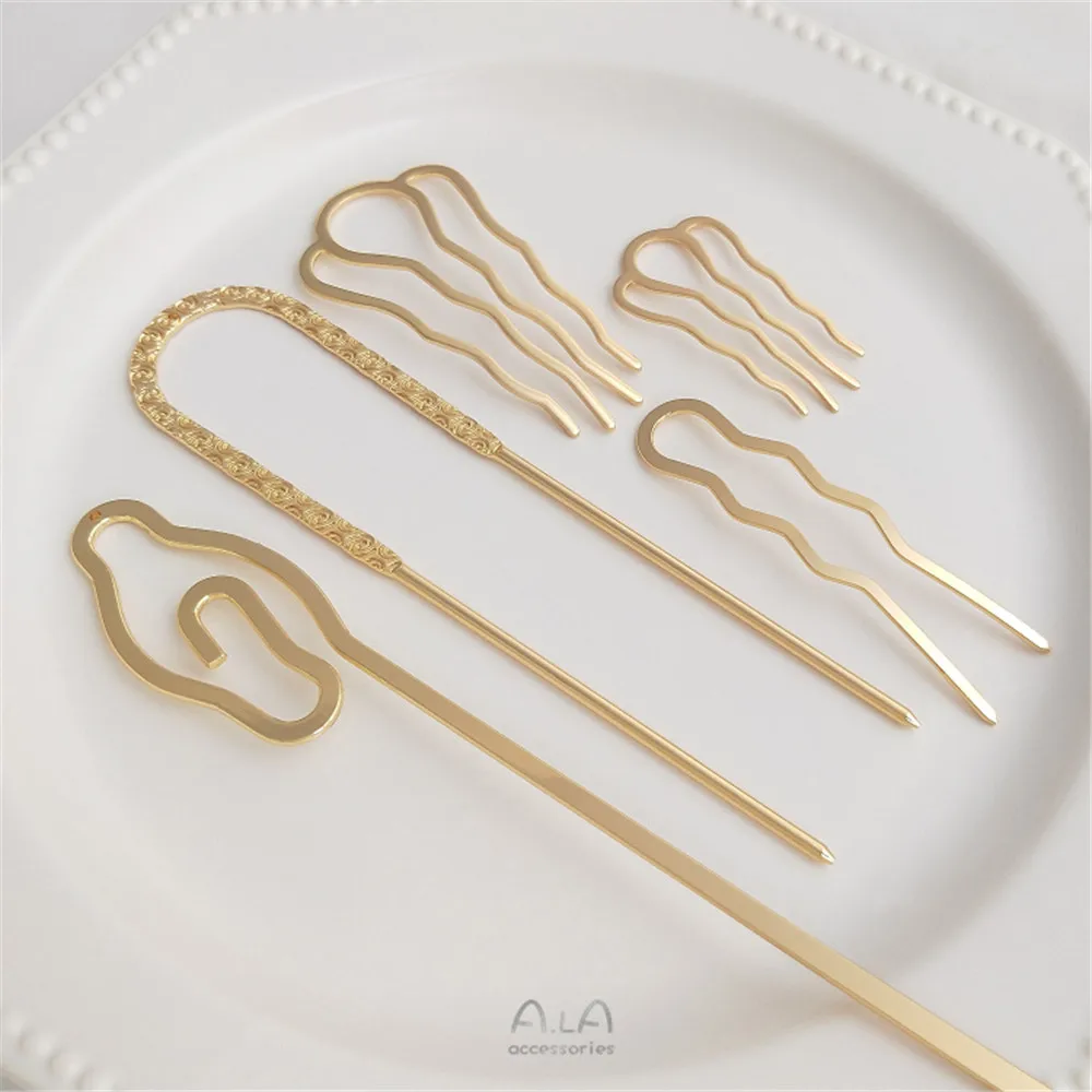 14K Gold Plated Four teeth hair comb ancient style comb hairpin handmade diy headdress hanfu hair decoration material
14K Gold Plated Four teeth hair comb ancient style comb hairpin handmade diy headdress hanfu hair decoration material