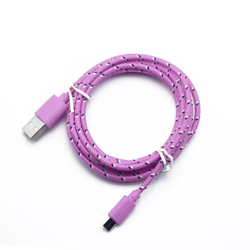 Фото Mirco V8 USB2.0 зарядное устройство 2 м для телефона нейлоновый плетеный медный провод