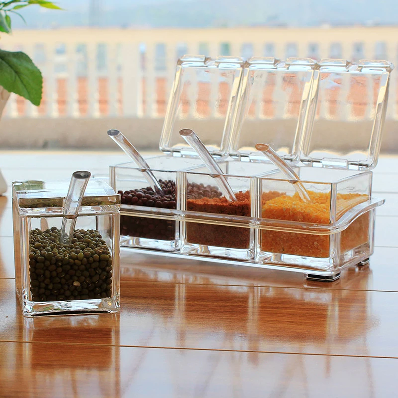 4Pcs/Set Clear Seasoning Rack Spice Pots Storage Container Condiment Jars Cruet With Cover And Spoon Kitchen Utensils Supplies
4Pcs/Set Clear Seasoning Rack Spice Pots Storage Container Condiment Jars Cruet With Cover And Spoon Kitchen Utensils Supplies