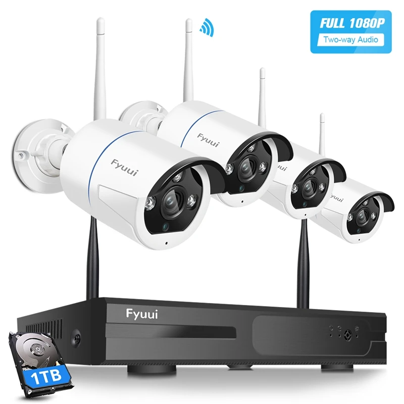 Fyuui 1080P 4-канальная беспроводная Wi-Fi система видеонаблюдения H.265 +