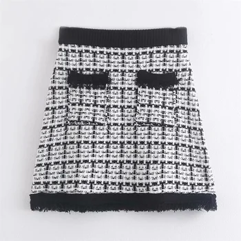 2020 Spring Women's New Retro High Waist Elastic Waist Pocket Contrast Trimming Beaded Tweed Mini Skirt 08146129093
2020 Spring Women's New Retro High Waist Elastic Waist Pocket Contrast Trimming Beaded Tweed Mini Skirt 08146129093