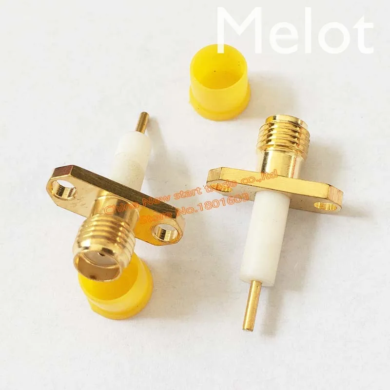 

100pcs Gold plated SMA female jack 2-holes flange PTFE solder cup Panel mount SMA female jack connector for PCB mount RF adapter