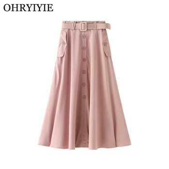OHRYIYIE Pink Khaki Vintage High Waist Skirts Women 2020 New Spring Summer Fashion A-Line Skirt With Sashes Female School Skirts
OHRYIYIE Pink Khaki Vintage High Waist Skirts Women 2020 New Spring Summer Fashion A-Line Skirt With Sashes Female School Skirts