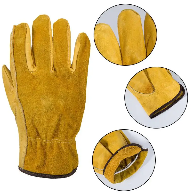 MeterMall Genuine Leather Work Gloves Anti-slip Driver Garden for Mechanical Repair Vehicle | Инструменты