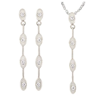 Set of pendant more earrings in sterling silver 925MLS bathroom in rhodium and microengaste in zirconia.
Set of pendant more earrings in sterling silver 925MLS bathroom in rhodium and microengaste in zirconia.
