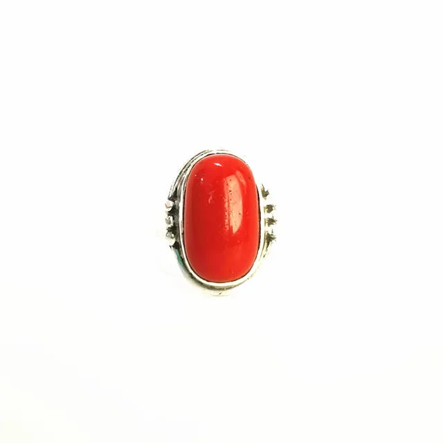 Bagues incrustées de perles au chalumeau rouges pour filles, argent regardé 925, bijoux ReconVintage, belles matiques faites à la main, T9Recon185 1