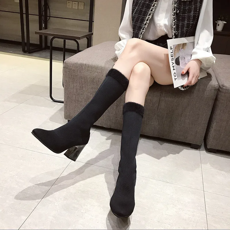 2019 New Style Thigh Boot Knee Brushed And Thick Lady's High Heel Middle Boots Autumn & Winter
2019 New Style Thigh Boot Knee Brushed And Thick Lady's High Heel Middle Boots Autumn & Winter