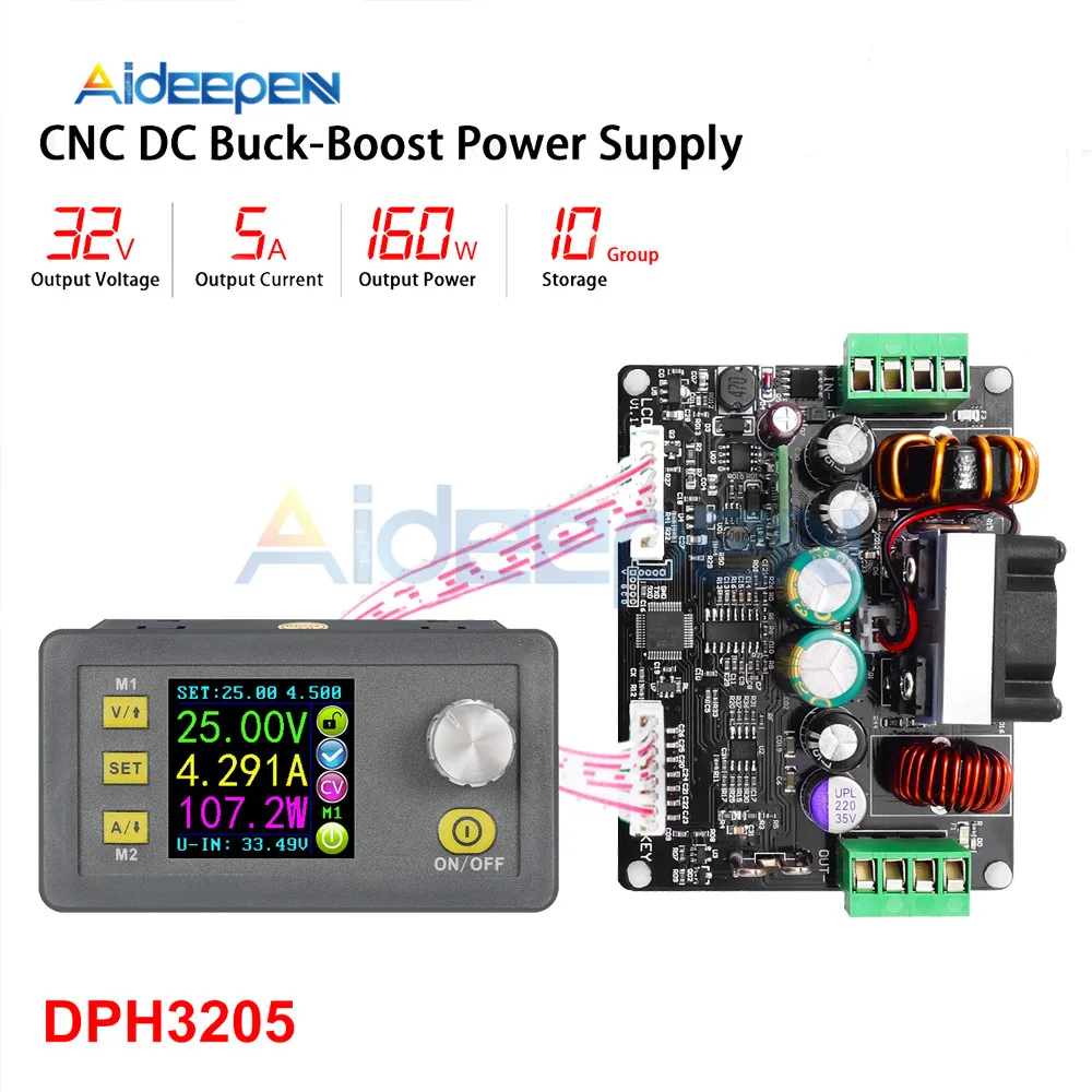 DPH3205 Digital Voltmeter Buck-boost Converter Constant Voltage Current Ammeter Control Power Supply DC 0-32V 160W
DPH3205 Digital Voltmeter Buck-boost Converter Constant Voltage Current Ammeter Control Power Supply DC 0-32V 160W